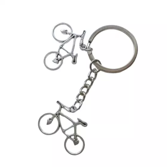 Llavero doble bici plateado
