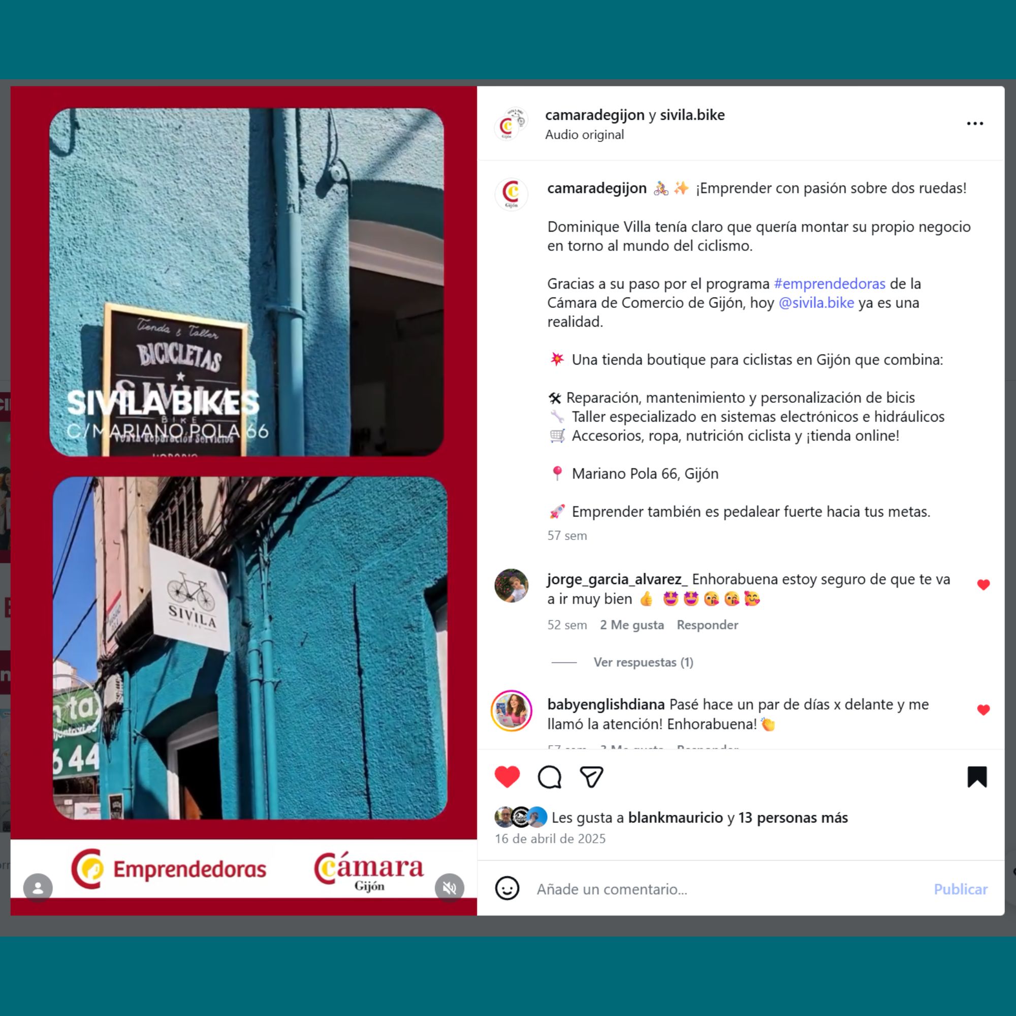 Emprender en Gijon con Sivila Bike y la camara de comercio de Gijon